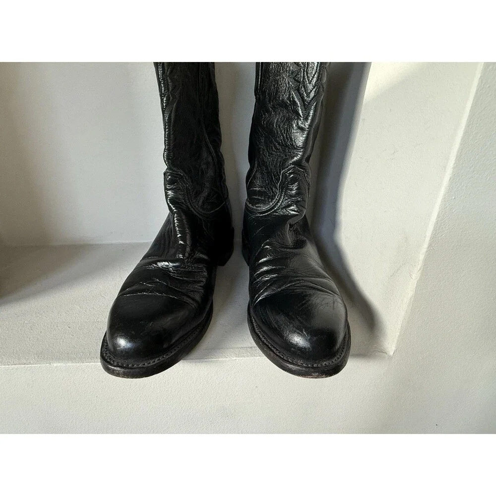 Lucchese 2000 Western Embroidery Leather Roper Boots | USA Made | Men’s 8.5 D
